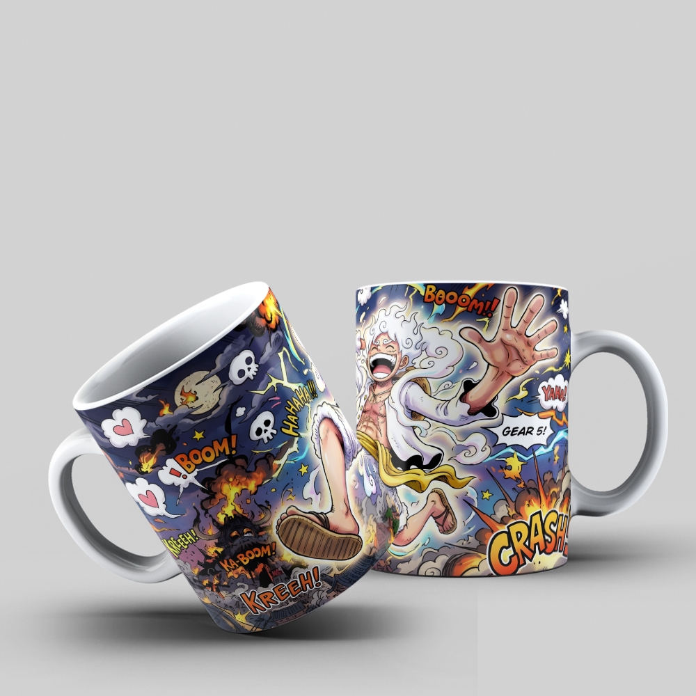 Caneca One Piece – Luffy Gear 5 – Estampa Épica de Ação e Poder – 325ml