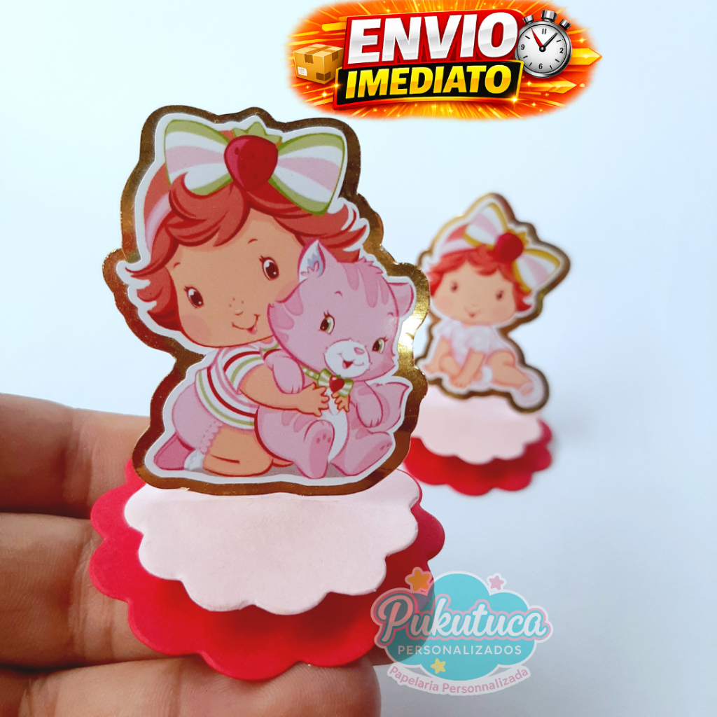 Tags Aplique 3D MORANGUINHO BABY- Lembrancinhas, Apliques em pra caixinhas, cofrinhos, Nutella entre outros