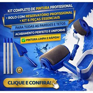Rolo Pintura Profissional Reservatório Kit 6 Peças Antigotejamento Acabamento Parede Teto Pintor em Oferta na Shopee