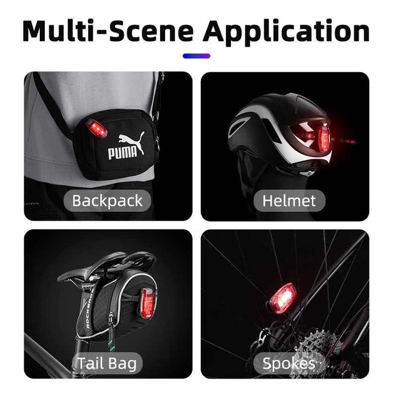 Rockbros luz traseira da bicicleta mini mtb estrada luz de advertência capacete luz portátil