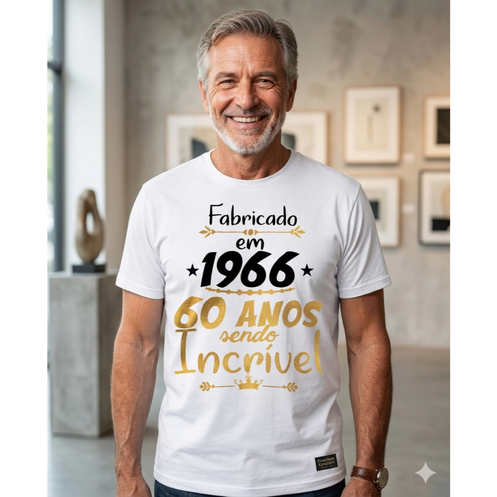 Camiseta 60 anos 1966 sendo incrível blusa para presente em Oferta na Shopee