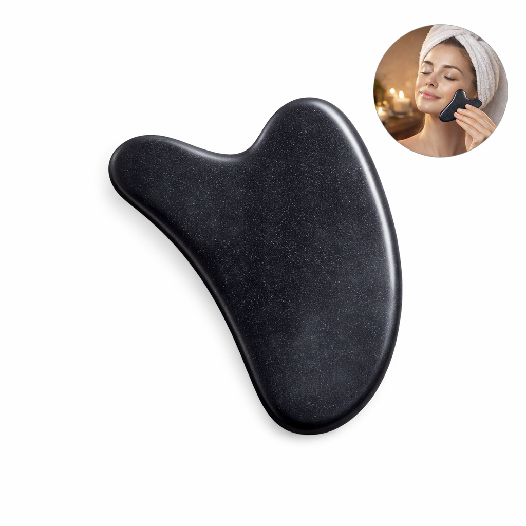 Placa Massageadora Facial Guasha Basalto Natural Anti-Idade Drenagem Facial Lifting Relaxamento
