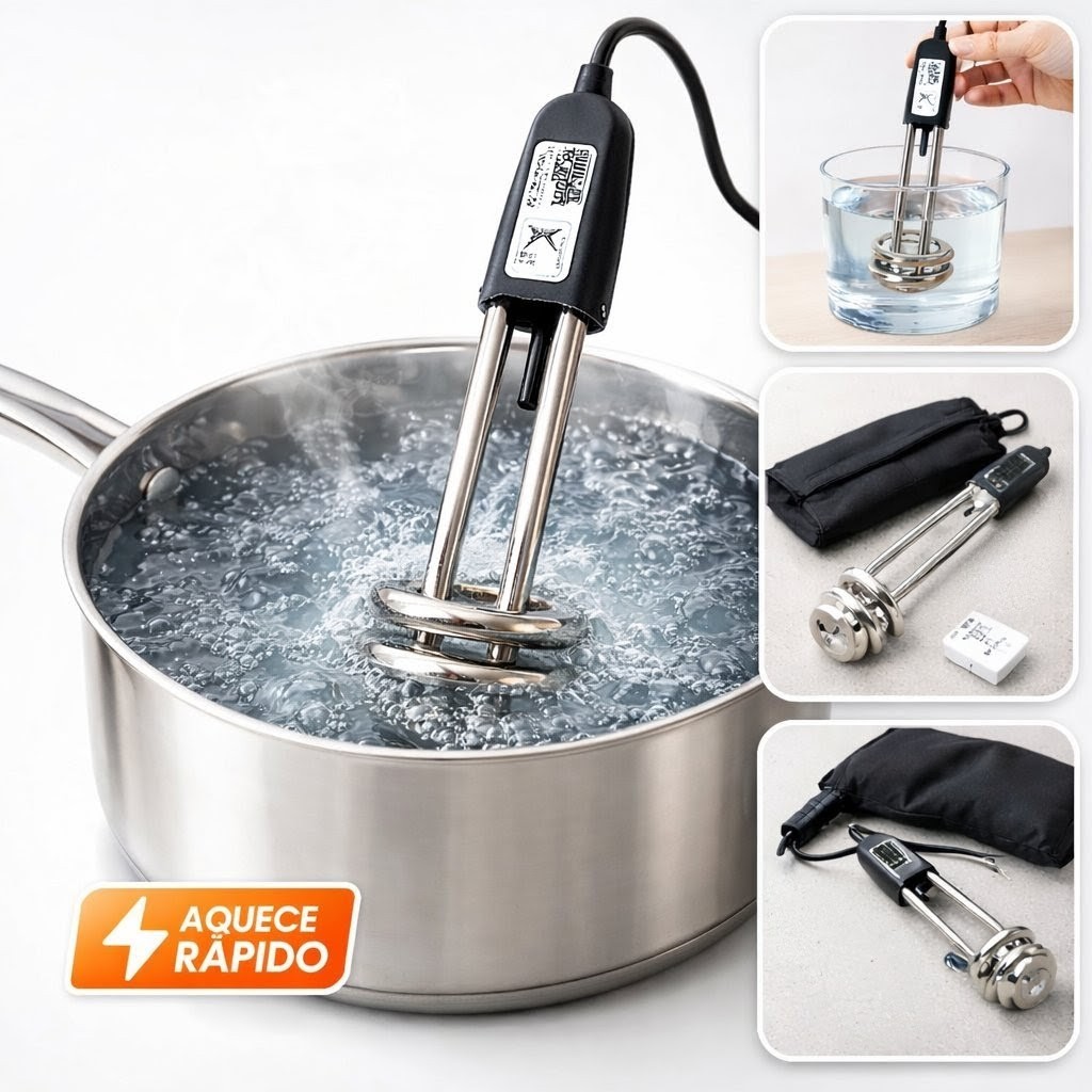 Ebulidor Elétrico Ferve Água Ultra Rápido 127/220V 500W ferverdor mergulhão