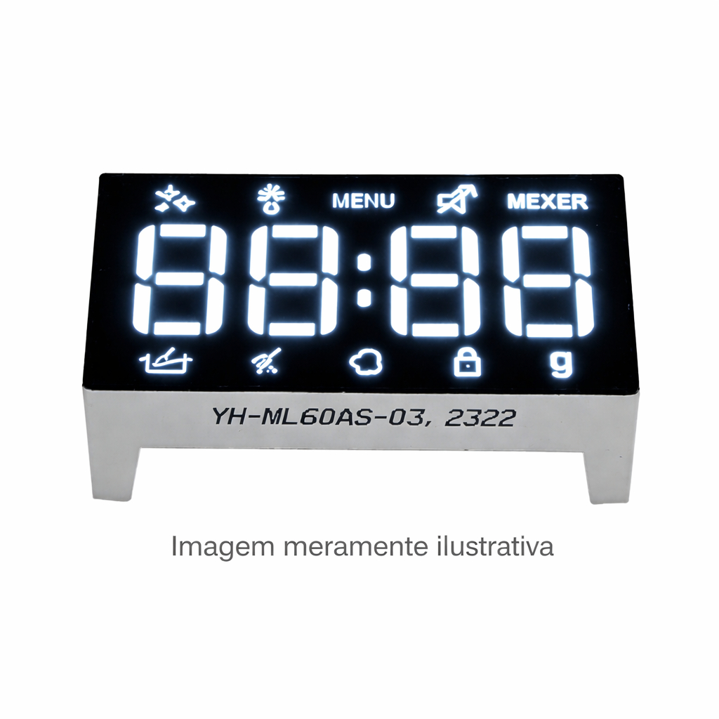 DISPLAY MICROONDAS PARA BRASTEMP MLS-ML60AS-03 PRETO - LUZ BRANCA