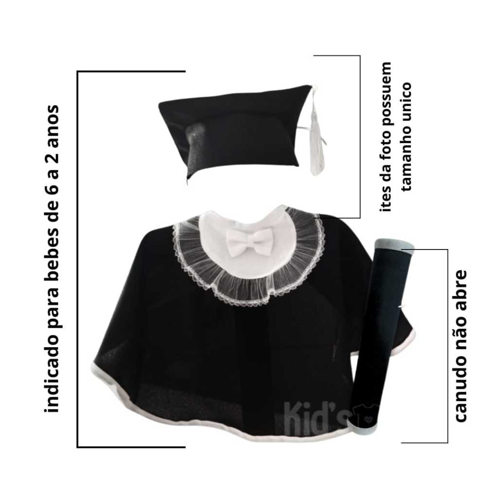 kit meia beca formatura/ conclusão de mesversário/formatura de bebe — imagem 2 de 2