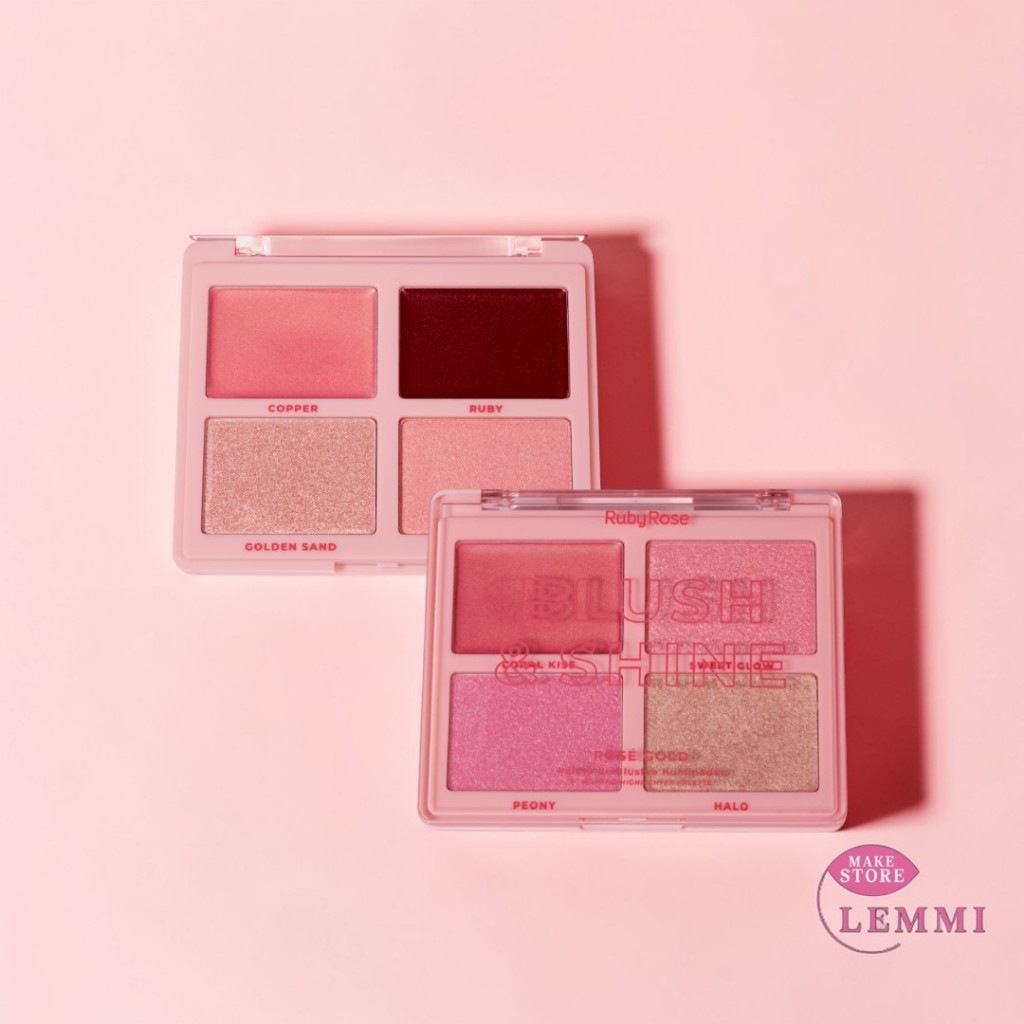 Paleta de Blush e Iluminador Blush & Shine - Ruby Rôse