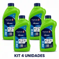Kit 4 Litros Óleo Lubrificante Para Troca 20w50 Maxi1 Api Sl Para Carros