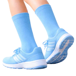 Meia Corrida Esportiva 33 a 39 Azul Celeste Academia Poliamida Adulto Respirável Ciclismo Cano Médio