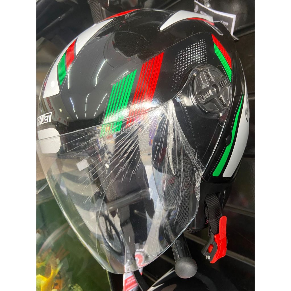 Capacete Moto Aberto Ebf Spark Jet Sting Preto/Verde