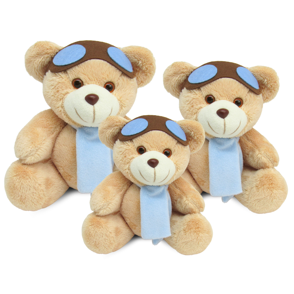 Trio Urso De Pelúcia Aviador Para Nicho Decoração Infantil - 15cm 20cm 25cm em Oferta na Shopee