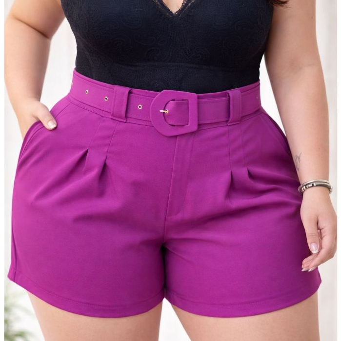 Short Alfaiataria Plus Size Bermuda Feminina Plus Size Social Plus Dia Das Mães