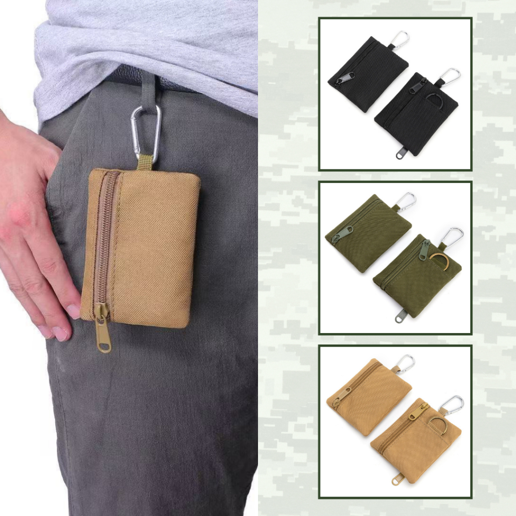 Porta Chaves/ Cartões Tático com Gancho | Compacta Com Zíper Porta Objetos | EDC Nylon