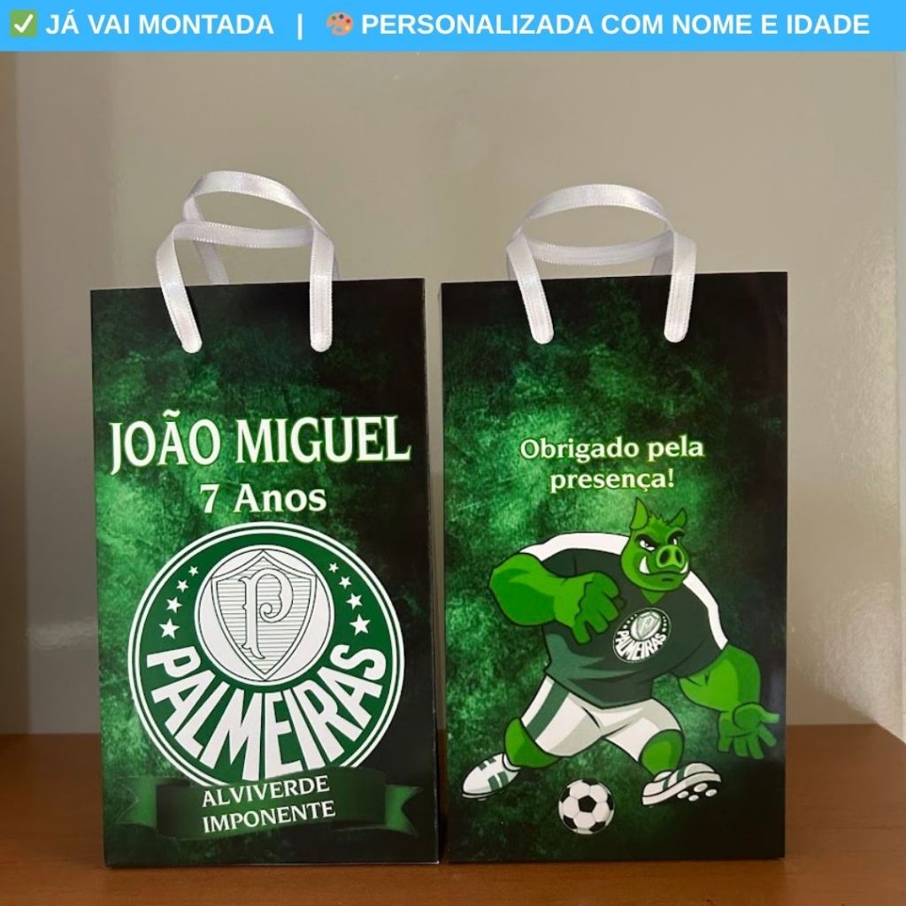Sacolinha Personalizada Surpresa Palmeiras Futebol Time Festa Infantil | Lembrancinha Aniversário