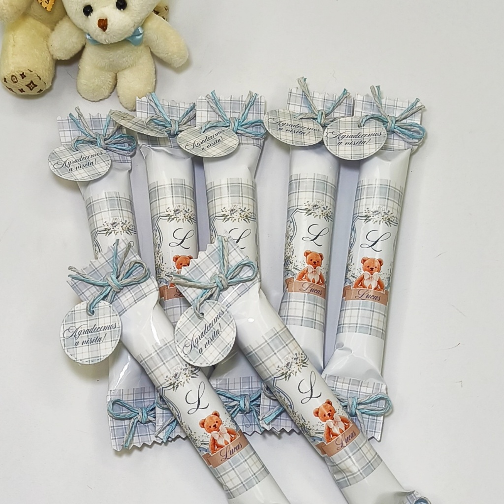 Jujuba Personalizada com Nome Ursinho Azul | Lembrancinha Maternidade, Chá de Bebê e Batizado