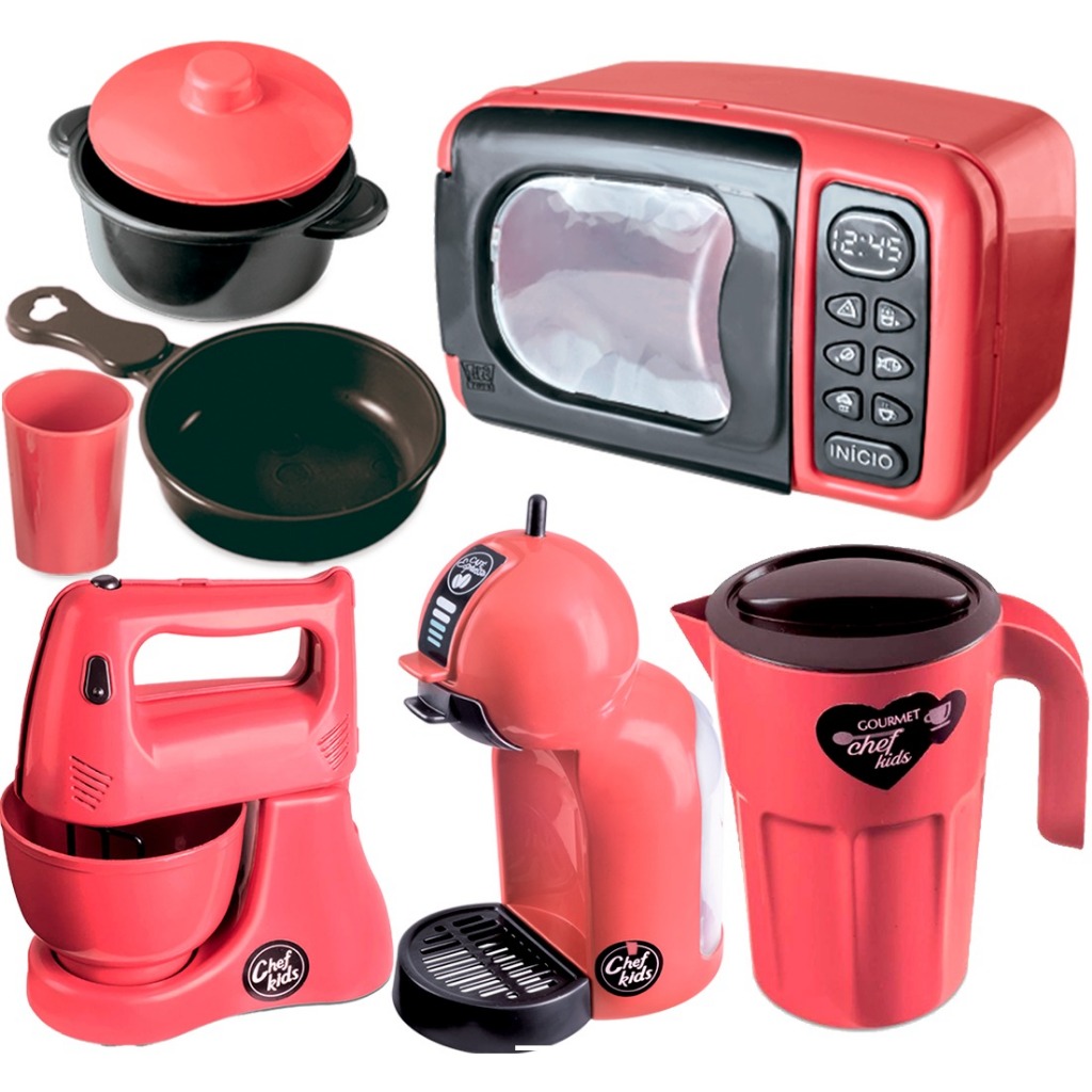 FAZ DE CONTA INFANTIL MICROONDAS BATEDEIRA CAFETEIRA JARRA BRINQUEDOS ZUCA TOYS