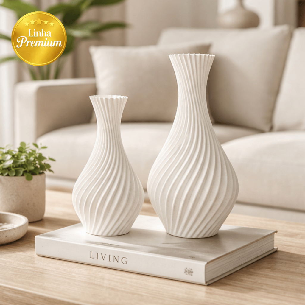 Kit 2 Vasos Espiral Decorativos em Espiral Decoração Moderna para Sala e Estante em Oferta na Shopee