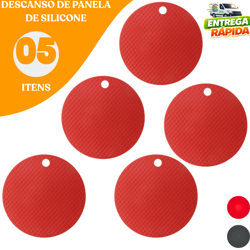 Kit 05/03/02 Descanso Panela Vermelho Silicone Cozinha Panela Quente Cozinha Resistente Restaurante