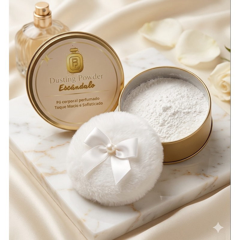 Dusting Powder - Pó Corporal Perfumado (talco) Inspirado em Fragrâncias Importadas 50g + Pompom Luxo