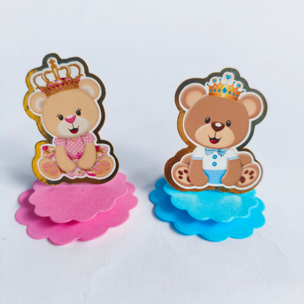 Tags Aplique 3D URSINHOS REALEZA ROSA E AZUL - Lembrancinhas, Apliques em pra caixinhas, cofrinhos, Nutella entre outros