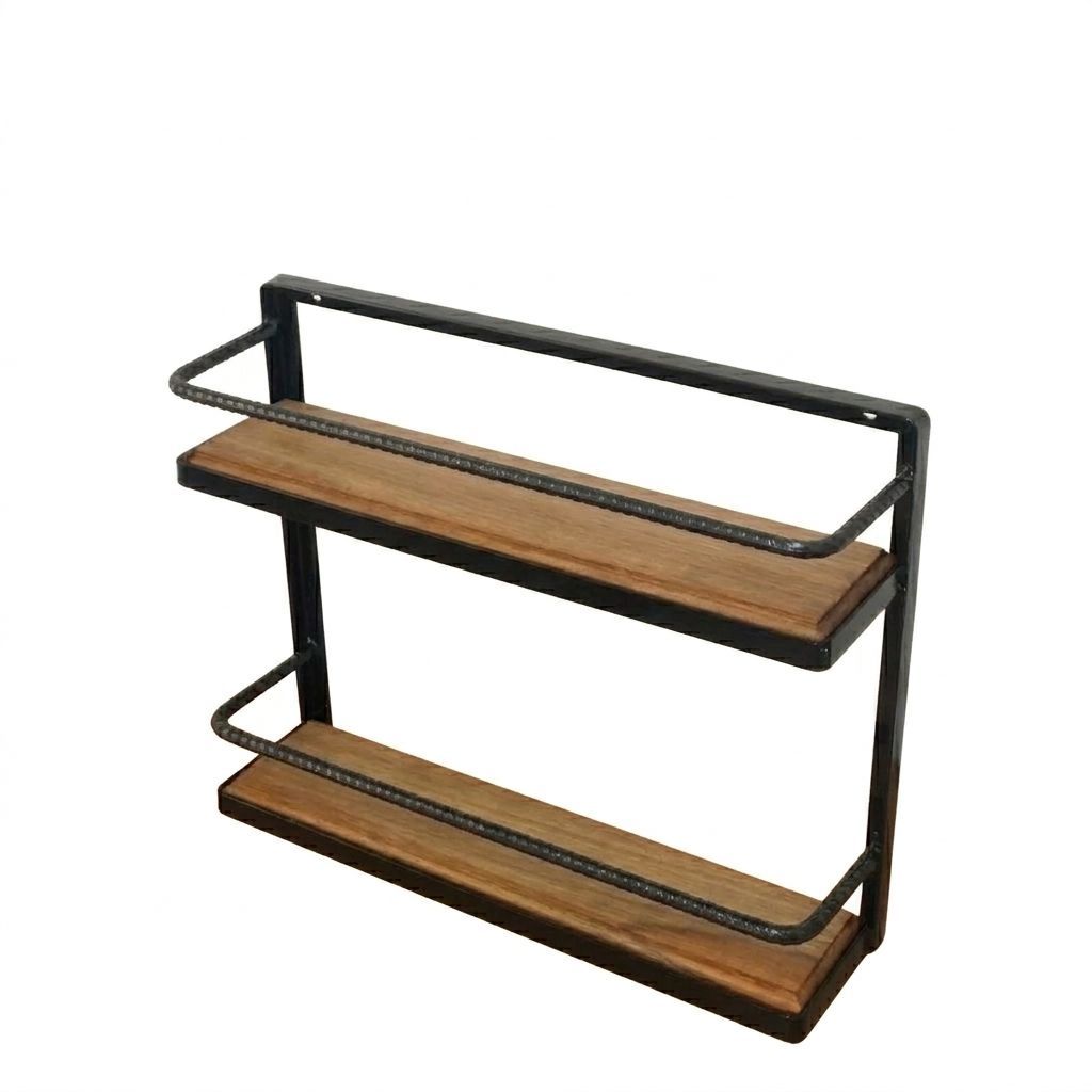 Prateleira Porta Condimentos Em Ferro E Madeira 2 Andares Promoção De Fabrica em Oferta na Shopee