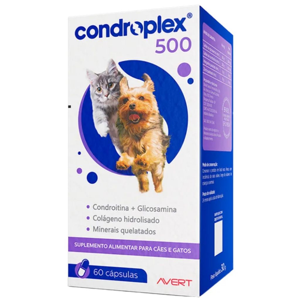 Condroplex 500 Para Cães E Gatos - C/ 60 Cápsulas