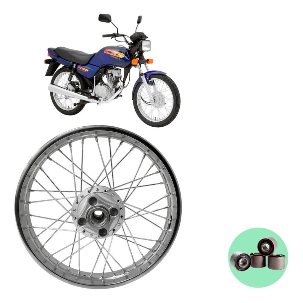 Roda Traseira + Bucha de Coroa Cg Titan 125 1995/1999 Today ML Montada Alinhada Raio 4mm