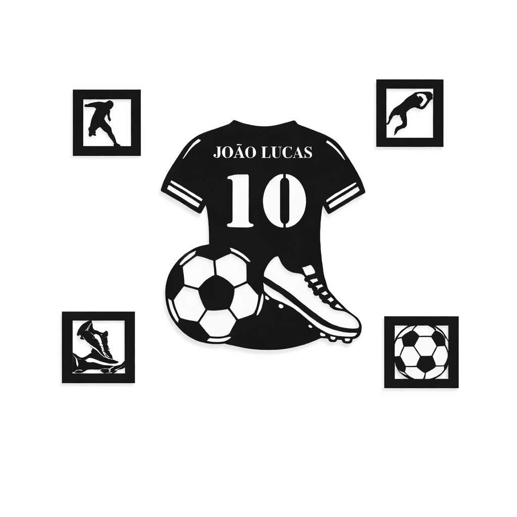 Quadros decorativo Camiseta Futebol + quadros  PERSONALIZADO NOME E NÚMERO |  EM MDF 3MM - acompanha dupla face