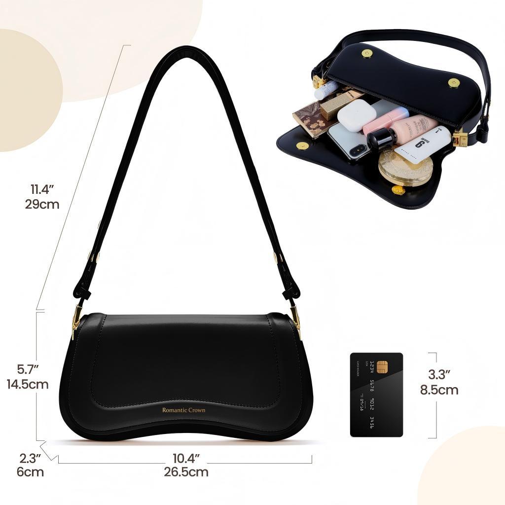 Bolsa Feminina Elegante de Couro Sintético Preto com Alça Ajustável — foto 2