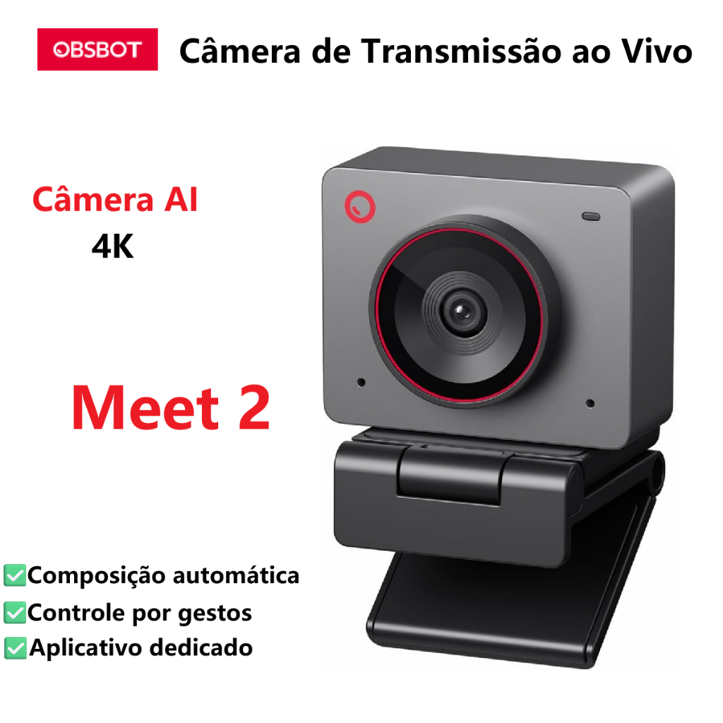 OBSBOT Câmera Ai Meet 2 4K Webcam Adequado Para e-Esports e Transmissões ao Vivo