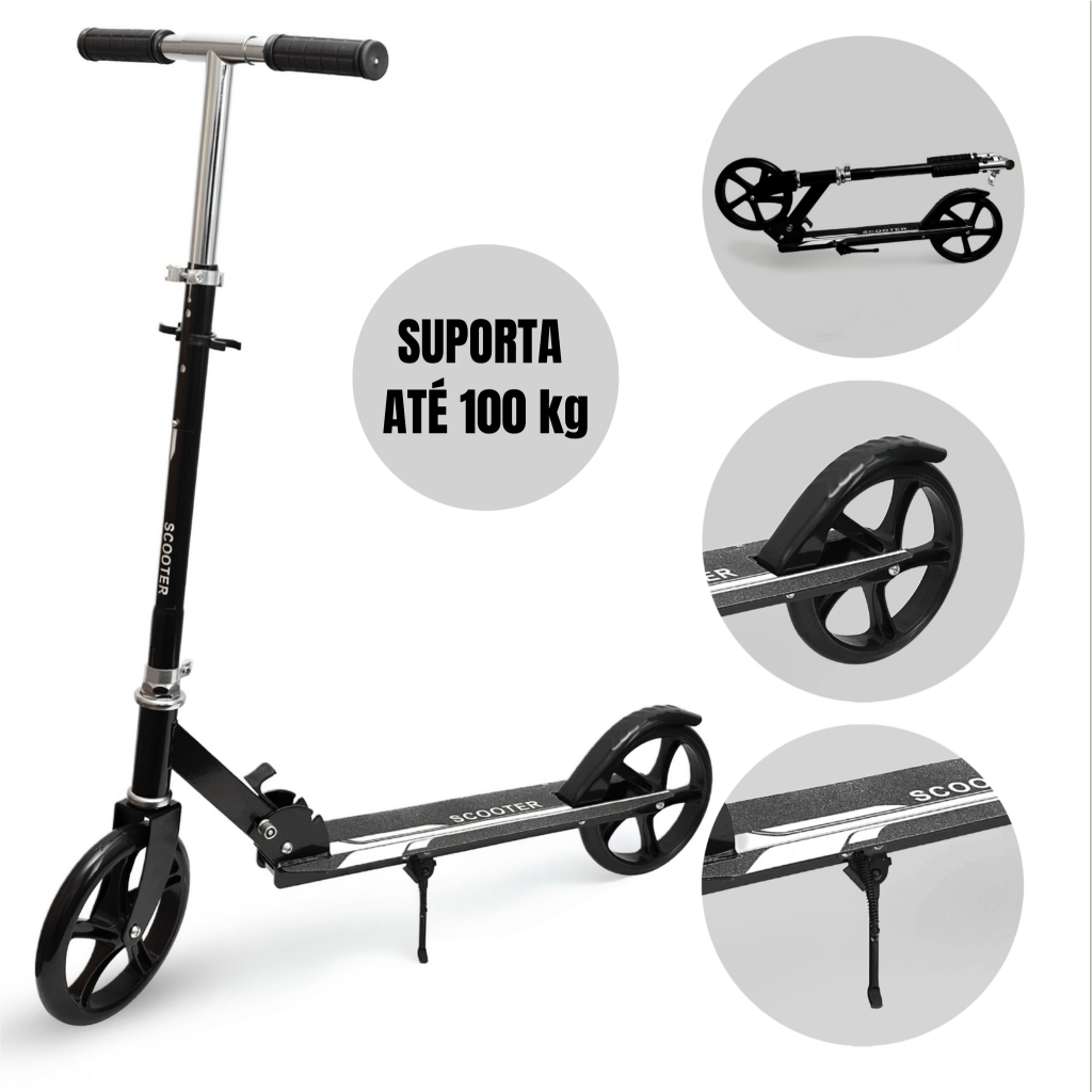 Patinete Dobrável para Crianças, Adolescentes e Adultos, Ajustável em Altura, Resistente e Leve