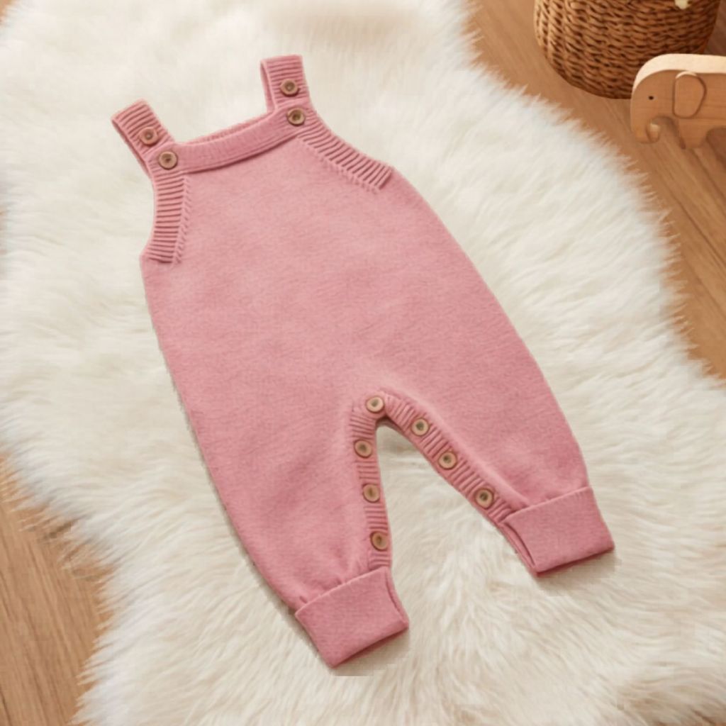 Macacão Jardineira Recém-Nascido Tricot Premium Confortável Menina Menino Bebê