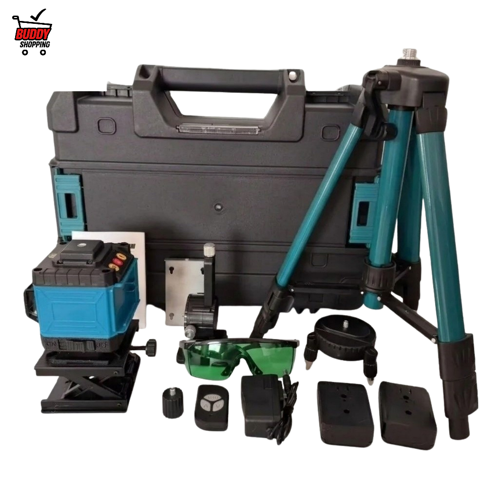 Nível Laser Verde 12 Linhas 3D 360 Graus Autonivelante + 2 Baterias e Tripé Luatek LV-013