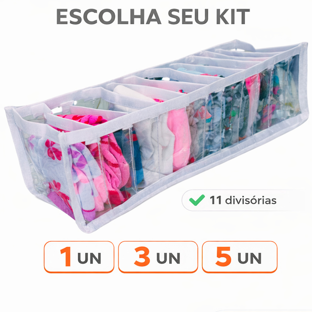 Colmeia Organizadora "P - M" Transparente | Gavetas e Roupas Organizador Guarda Roupa