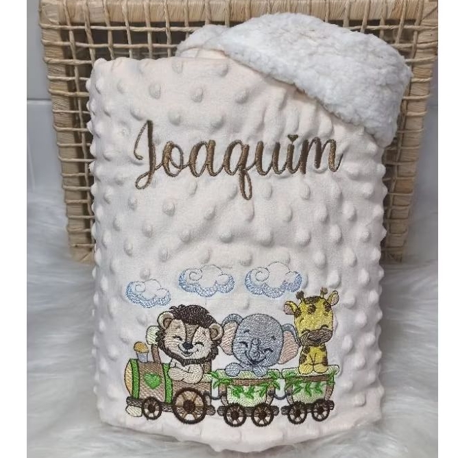 Cobertor Pipoquinha Personalizado duplo forro em Sherpa para Bebê