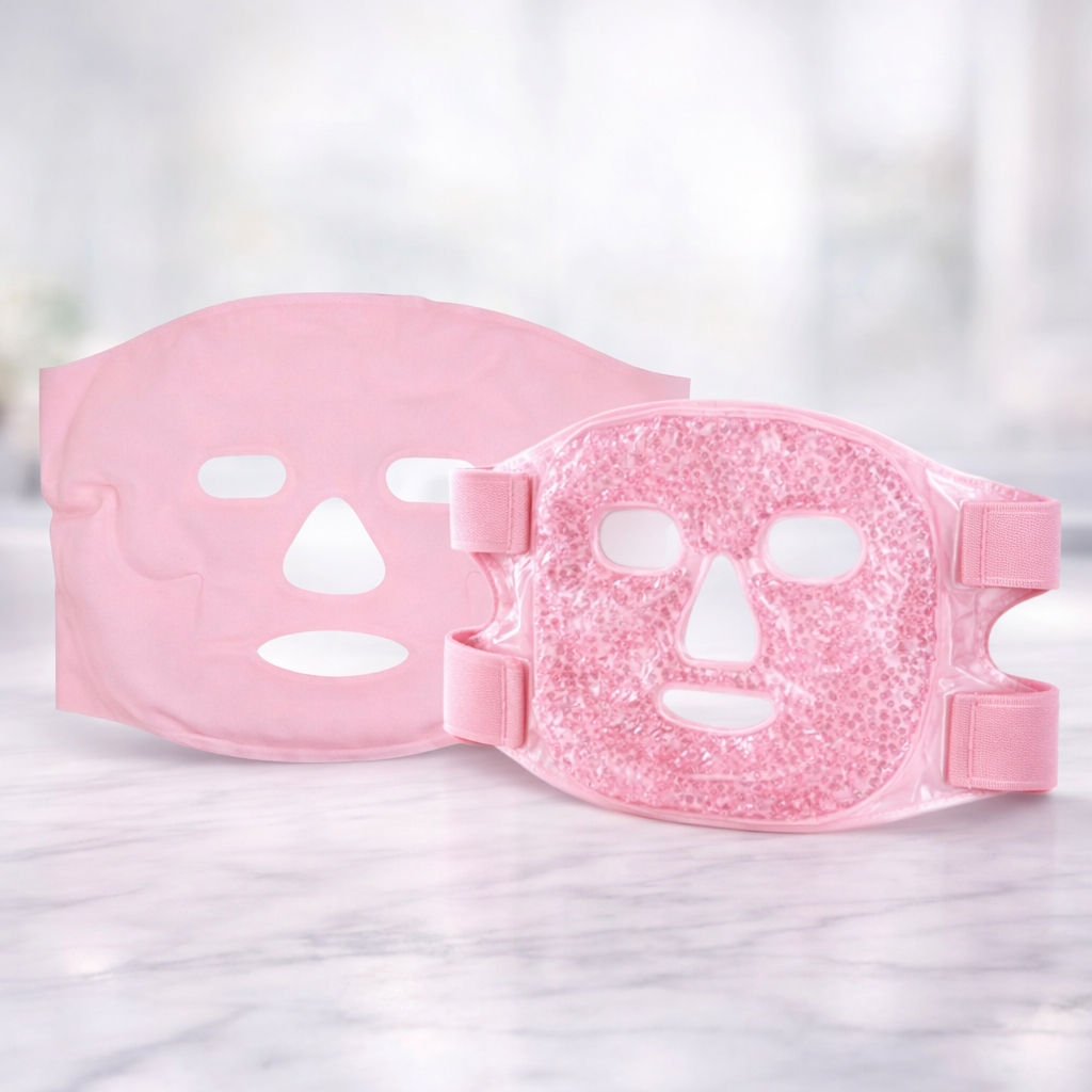 Eps-1715 Máscara Facial Gel Térmica Quente Frio Ajustável Relaxante Reduz Inchaço Olheiras Cor Rosa