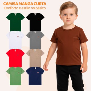 Camiseta Infantil Menino Básica Lisa Manga Curta Roupa Masculino Criança Blusa Algodão Ca…