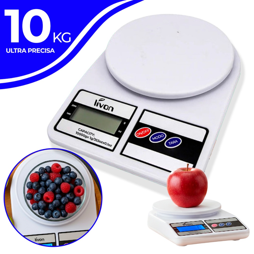 Balança Digital Alta Precisão Dieta Treino Cozinha Portátil Versátil Confeitaria Fitness 10kg