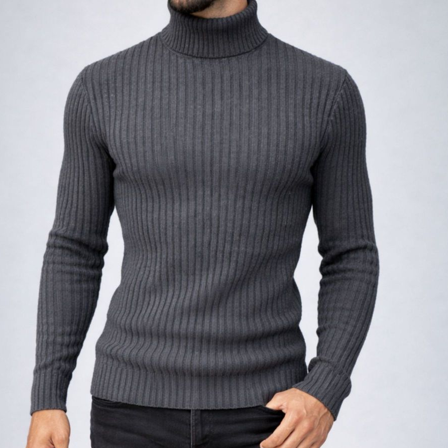 Blusa Masculina Gola Alta Cacharrel Canelada Quente Elegante Inverno - 100126