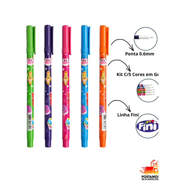 Kit Caneta Fini Gel 0,6mm e Esferográfica 0,7mm Colorida Escrita Suave Macia Ideal Escola Escritório Estudo — imagem 2 de 2