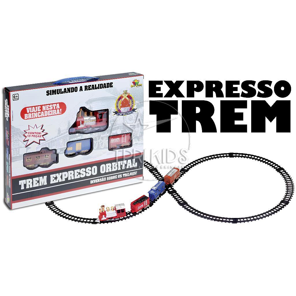 TREM DE BRINQUEDO ORIGINAL COM LUZ EXPRESSO ORBITAL LOCOMOTIVA TRILHO FERRORAMA CRIANÇA TRILHOS TRENZINHO
