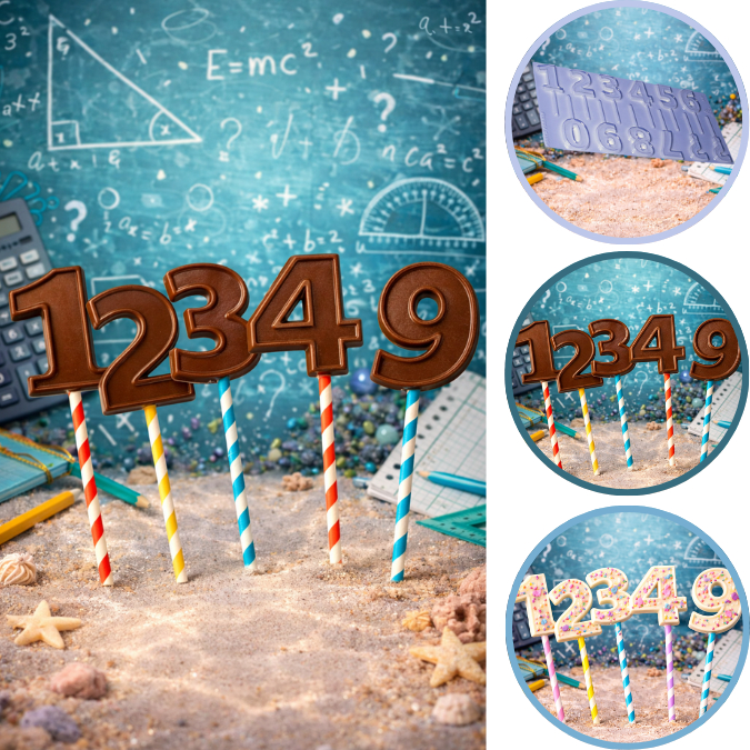 1~5 Forma Placa De Modelagem, FOLHA DE MODELAGEM VELA DE CHOCOLATE – NÚMEROS - CÓD p851 Porto (CHOCO)