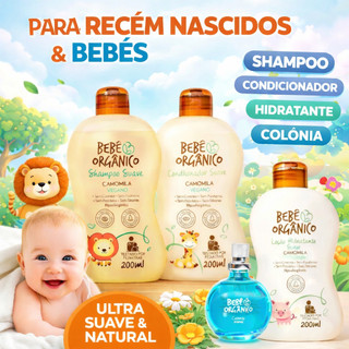 Kit Hidratação Shampoo + Condicionador + Colônia Sem Álcool + Loção Hidratante - Bebê Criança 630ml