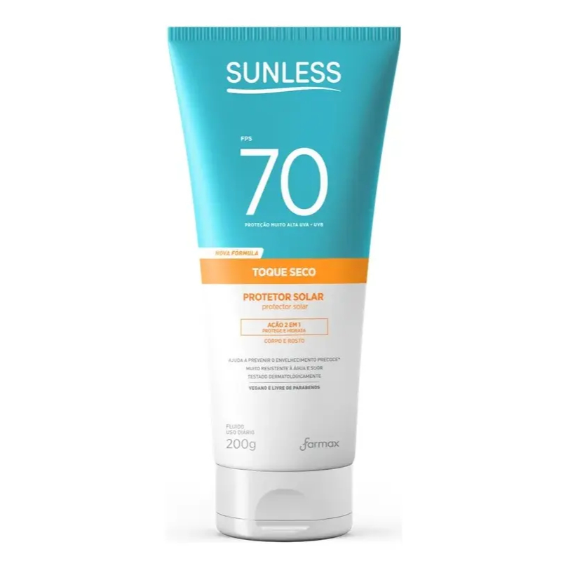 Protetor Solar FPS 70 Toque Seco Sunless 200g