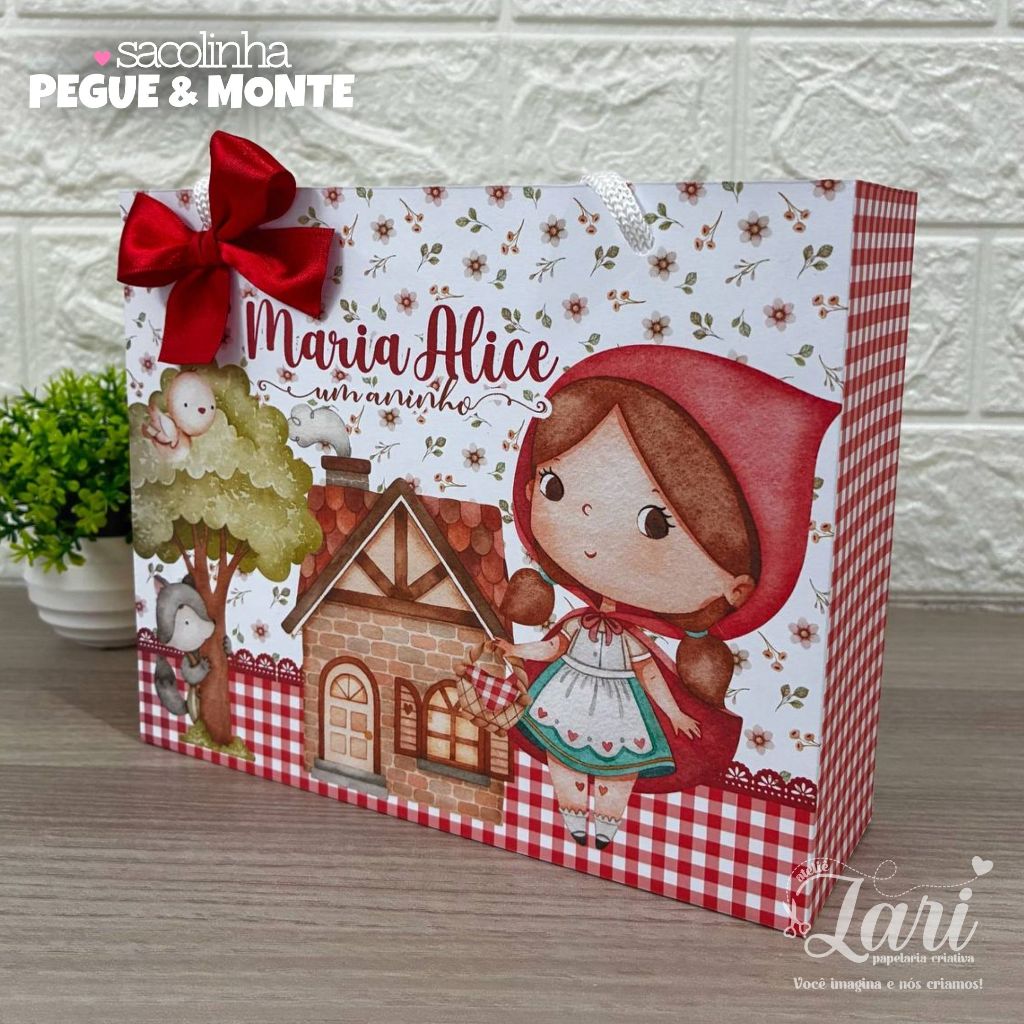 Sacolinha CHAPEUZINHO VERMELHO Personalizada PEGUE E MONTE | Lembrancinhas | Festa | Aniversário
