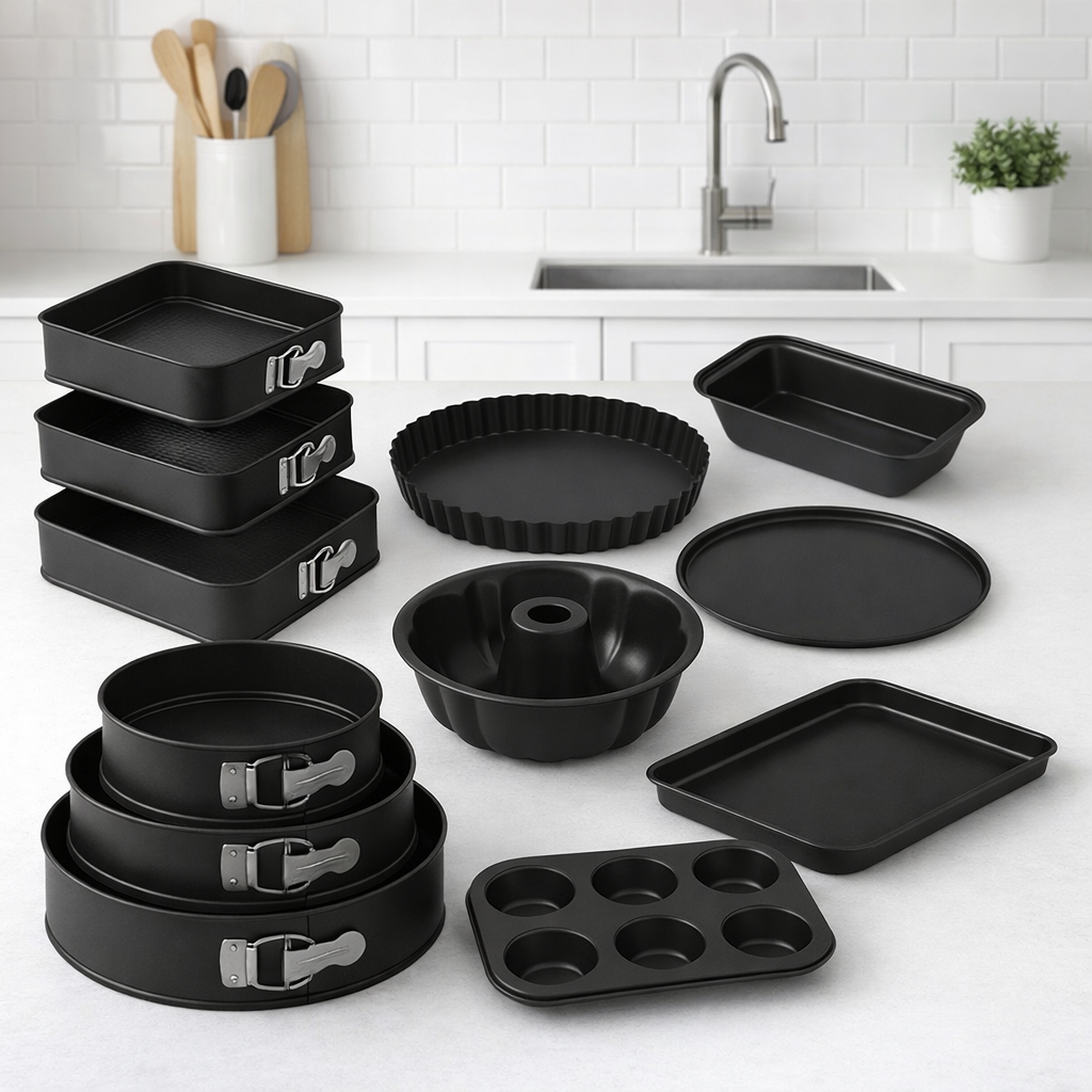 ️ Conjunto 4, 6, 8, 10 ou 12 Formas Antiaderente Aço Carbono Para Pão Bolo Pizza Tortas