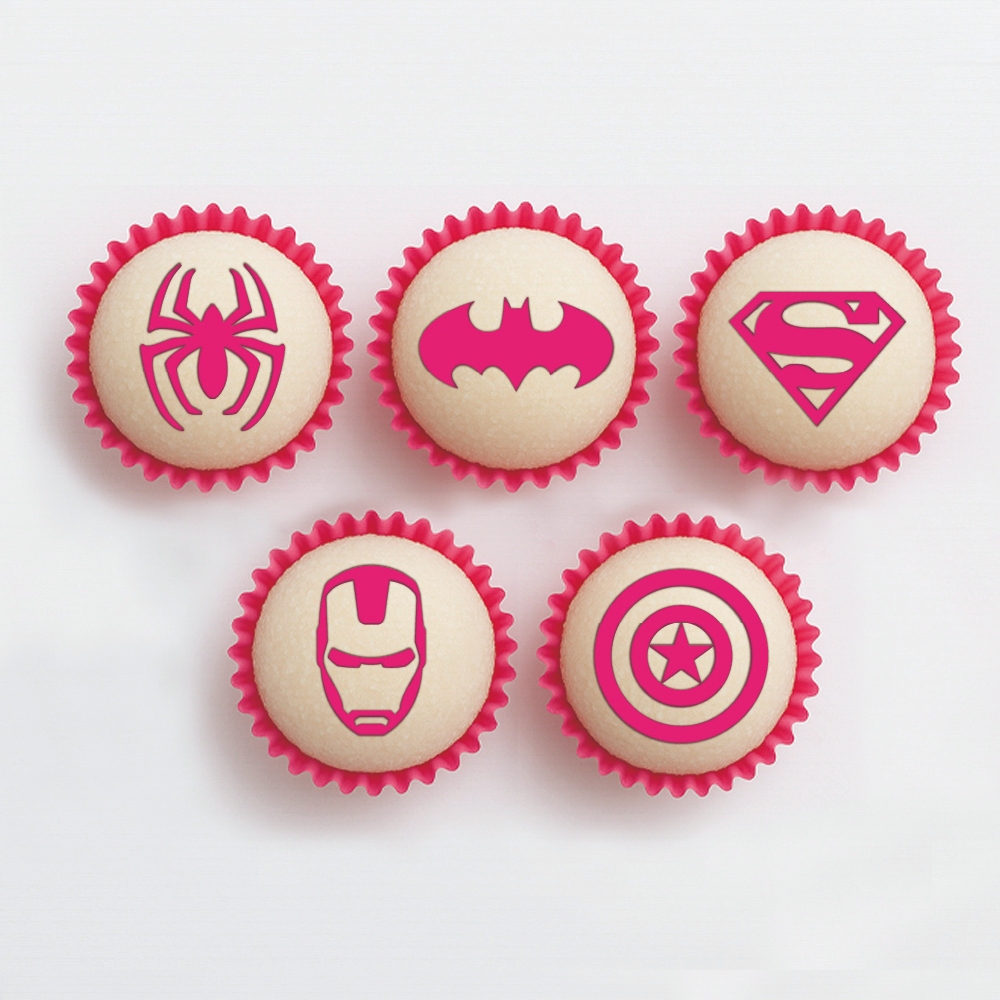 Super-Heróis - Carimbos para Brigadeiros e Docinhos - Homem Aranha, Batman, Super-Homem, Homem de Ferro, Capitão América