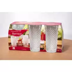 Kit 6 Copos De Vidro Barroco 255ml Cor Transparente