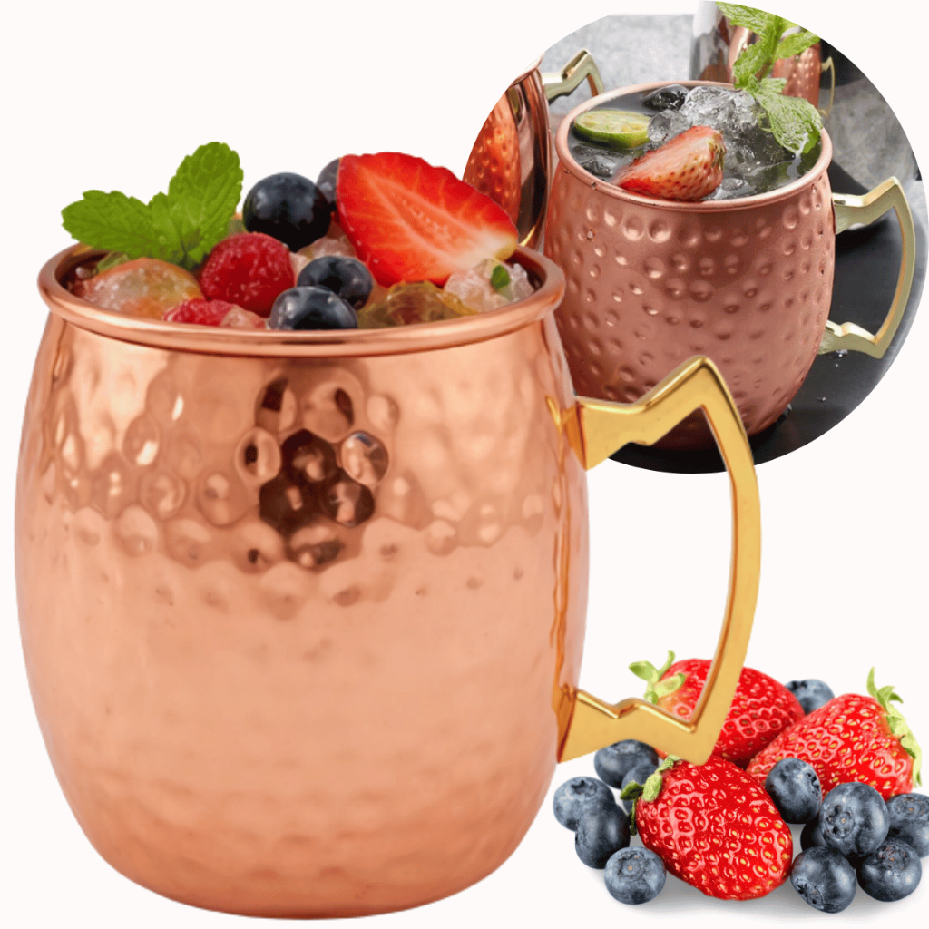 Caneca Para Moscow Mule Cobre Alça Inox Drink Bar 600 Ml Bebidas Decoradas Espuma Coquetel Buffet