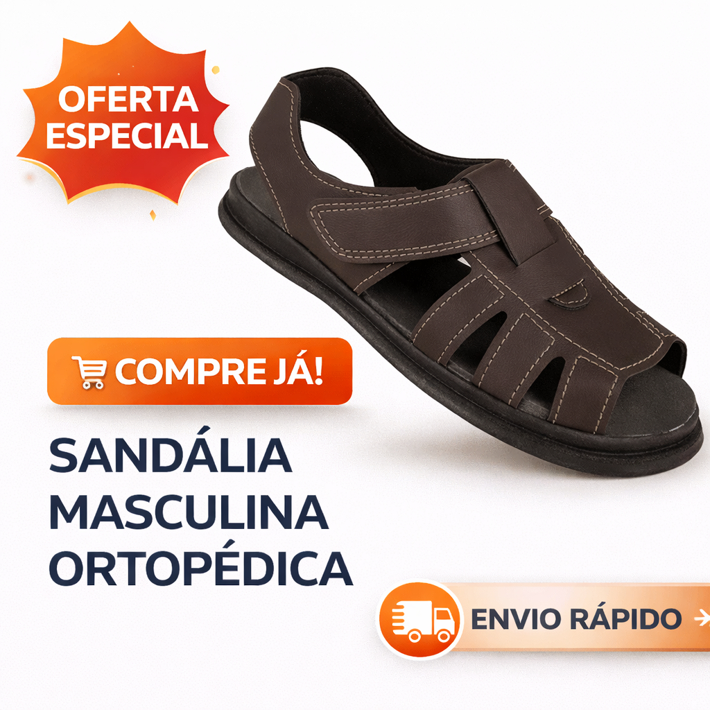 Sandalia ortopedico Masculina de Couro Fechada , de Alto Nivel Previna Dores NOS PÉS
