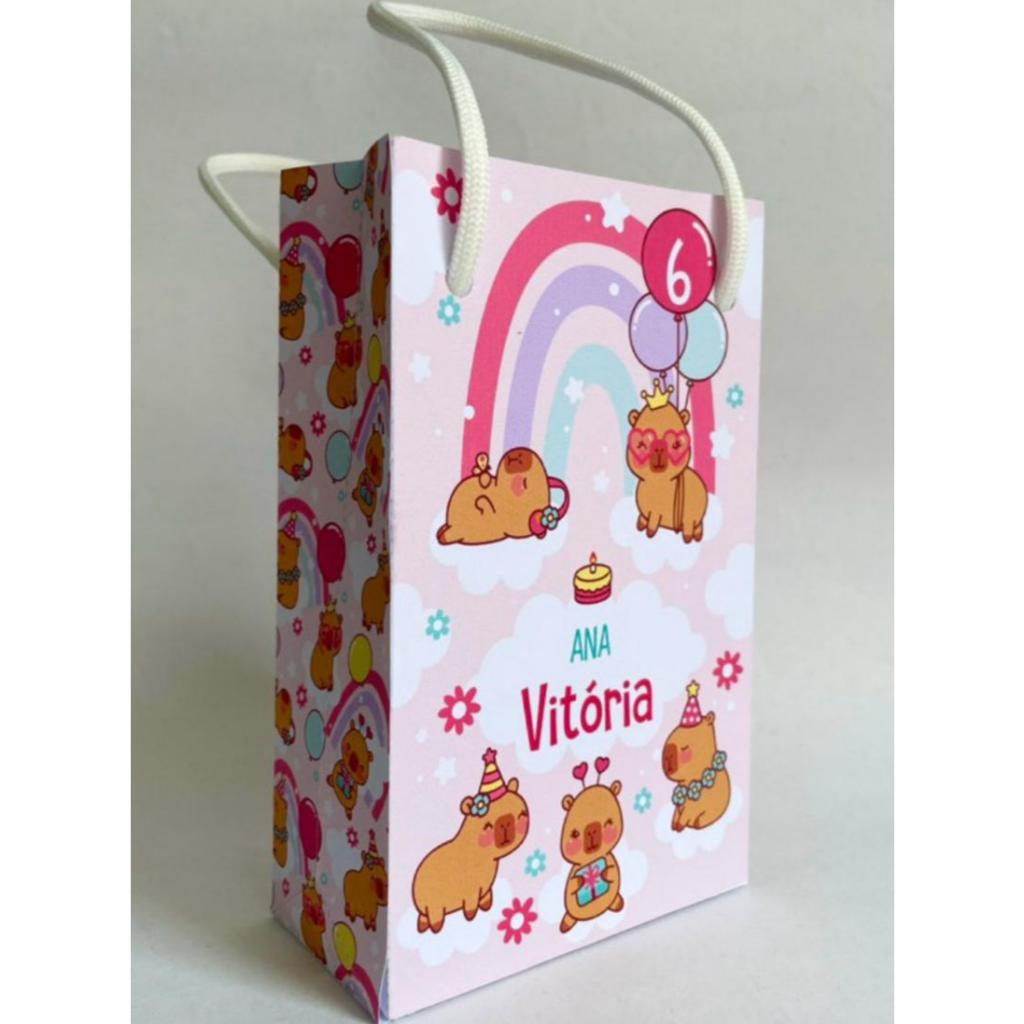 Sacolinhas Personalizadas Capivara | Sacola Lembrancinha Festa Infantil | Kit 10 Unidades